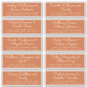 Chic Calligraphy Burnt Oranje Guest Adresetiketten Sticker (Voorkant)