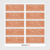 Chic Calligraphy Burnt Oranje Guest Adresetiketten Sticker (Vel)