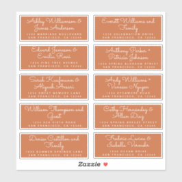 Chic Calligraphy Burnt Oranje Guest Adresetiketten Sticker