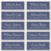 Chic Calligraphy Dark Blue Guest Adresetiketten Sticker (Voorkant)