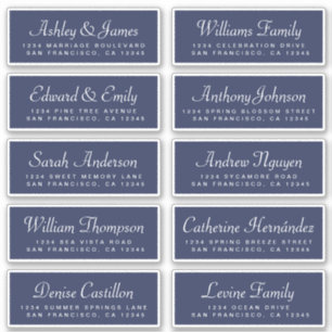 Chic Calligraphy Dark Blue Guest Adresetiketten Sticker