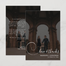 Chic Calligraphy Dark Gray 2 Photo Wedding Bedankkaart