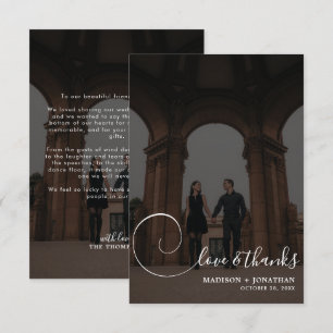 Chic Calligraphy Dark Gray 2 Photo Wedding Bedankkaart