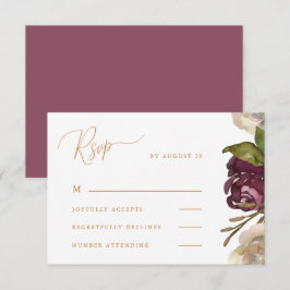 Chic Calligraphy Dark Raspberry Wedding Rsvp Kaartje