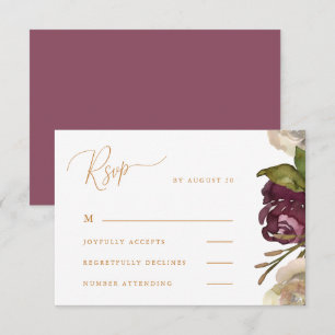 Chic Calligraphy Dark Raspberry Wedding Rsvp Kaartje