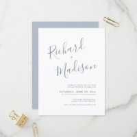 Chic Calligraphy Dusty Blue Photo Virtual Wedding