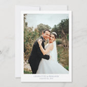 Chic Calligraphy Dusty Blue Script Photo Weddensch Bedankkaart (Voorkant)