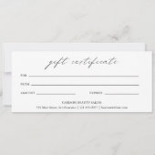 Chic Calligraphy Elegant Business Gift Certificate (Achterkant)