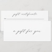 Chic Calligraphy Elegant Business Gift Certificate (Voorkant / Achterkant)