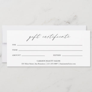 Chic Calligraphy Elegant Business Gift Certificate
