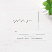 Chic Calligraphy Elegant Business Gift Certificate Visitekaartje (Bureau)