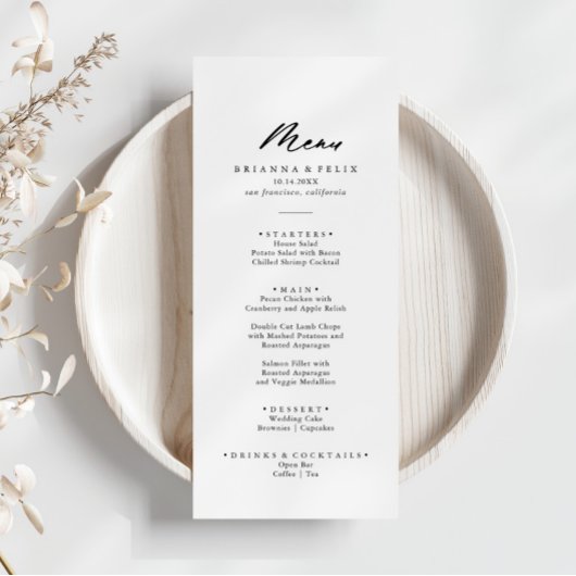 Chic Calligraphy Elegant Dinner Menu