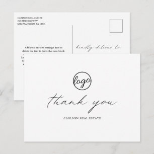Chic Calligraphy Elegant Logo Business Hartelijk d Briefkaart