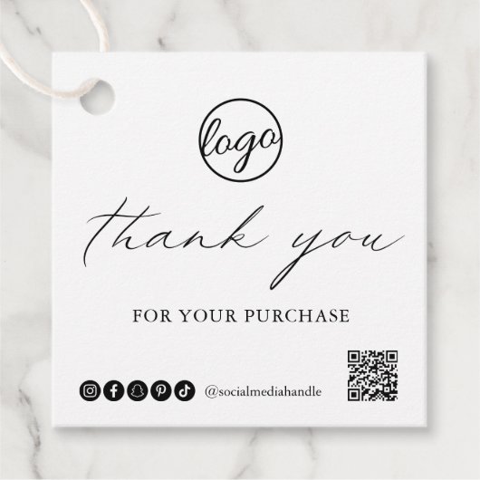 Chic Calligraphy Elegant Logo Hartelijk dank voor  Bedankjes Labels (Voorkant)