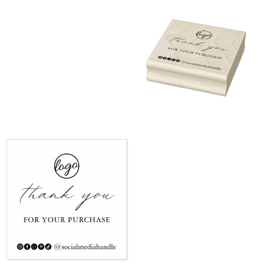 Chic Calligraphy Elegant Logo Hartelijk dank voor  Rubberstempel (Gestempeld)
