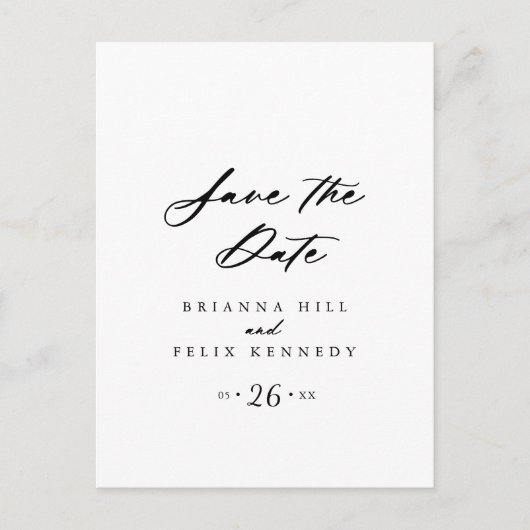 Chic Calligraphy Elegant Save the Date Briefkaart (Voorkant)