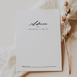 Chic Calligraphy Elegant Wedding Advice Card Advieskaart<br><div class="desc">Deze elegante huwelijksadvieskaart is perfect voor een rustige bruiloft. Het eenvoudige en elegante ontwerp kenmerkt klassieke en fancy manuscripttypografie in zwart-wit. Deze kaarten zijn perfect voor een bruiloft, vrijgezellenfeest, baby shower, graduatiedag en nog veel meer. Pas de kaarten aan met de namen van de bruid en de bruidegom, ouders-aan-zijn of...</div>