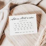 Chic Calligraphy Elegant Wedding Advice Card Briefkaart<br><div class="desc">Deze elegante huwelijksadvieskaart is perfect voor een rustige bruiloft. Het eenvoudige en elegante ontwerp kenmerkt klassieke en fancy manuscripttypografie in zwart-wit. Verander de formulering om het even welke levensgebeurtenis aan te passen. Deze kaarten zijn perfect voor een bruiloft, vrijgezellenfeest, baby shower, graduatiedag en nog veel meer. Pas de kaarten aan...</div>