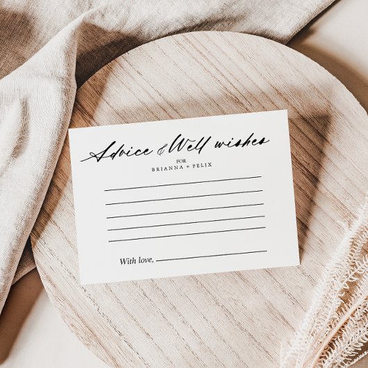 Chic Calligraphy Elegant Wedding Advice Card Briefkaart
