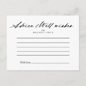 Chic Calligraphy Elegant Wedding Advice Card Briefkaart (Voorkant)