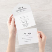 Chic Calligraphy Elegant Wedding All In One Uitnodiging (Afscheurbaar)