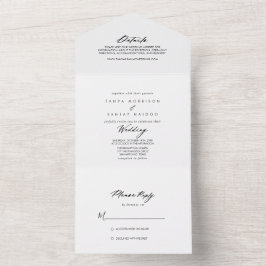Chic Calligraphy Elegant Wedding All In One Uitnodiging