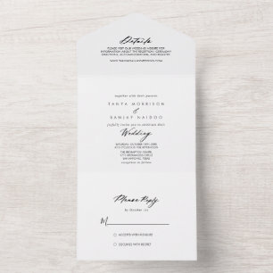 Chic Calligraphy Elegant Wedding All In One Uitnodiging