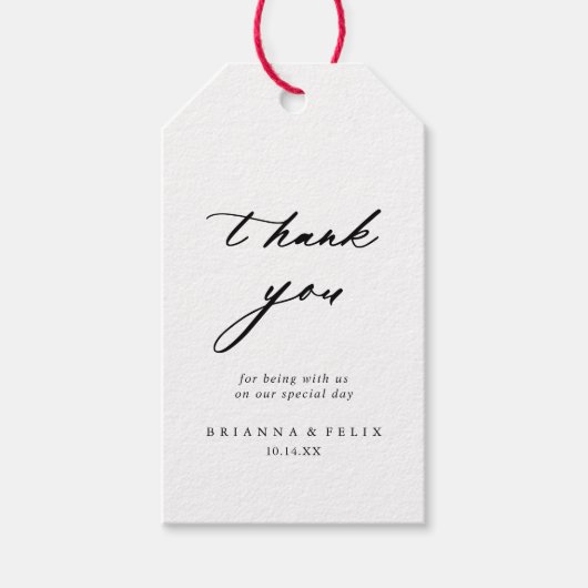 Chic Calligraphy Elegant Wedding Bedankt Cadeaulabel (Voorkant)