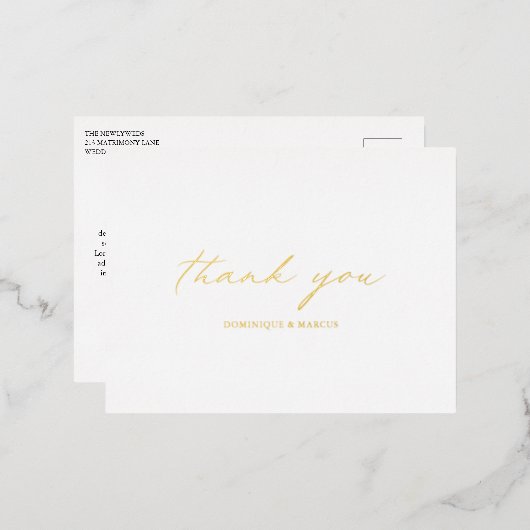 Chic Calligraphy Elegant Wedding Bedankt Folie Uitnodiging Briefkaart (Voorkant / Achterkant)