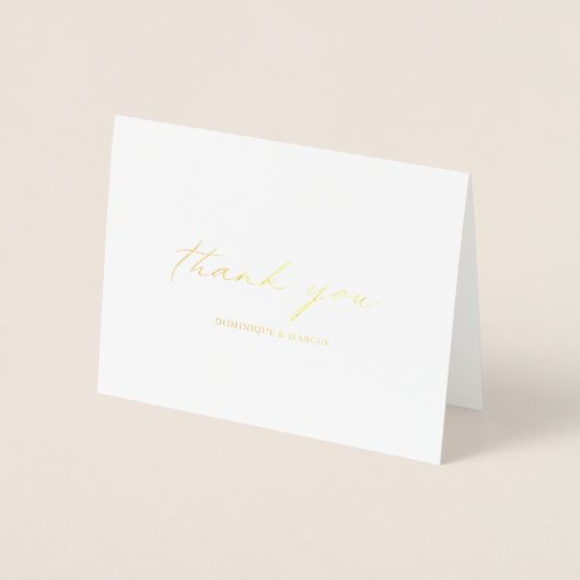 Chic Calligraphy Elegant Wedding Bedankt Gold Folie Kaarten (Voorkant)