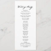 Chic Calligraphy Elegant Wedding Programmakaart (Achterkant)