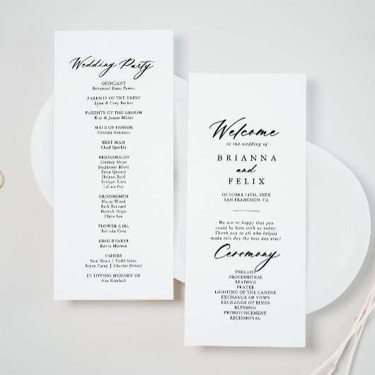 Chic Calligraphy Elegant Wedding Programmakaart