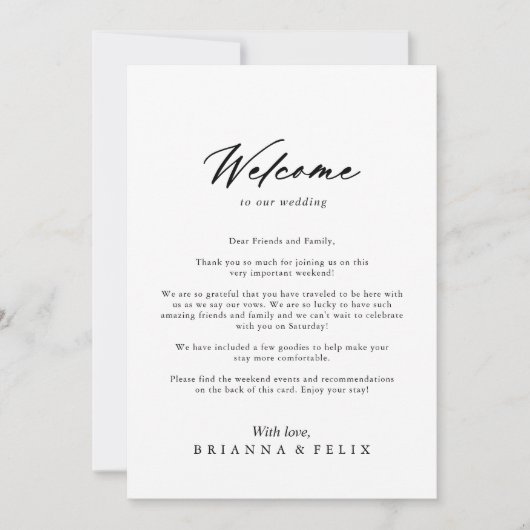 Chic Calligraphy Elegant Wedding Welcome Letter (Voorkant)