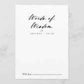 Chic Calligraphy Elegant Wedding Words of Wisdom Advieskaart (Voorkant)