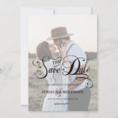 Chic Calligraphy Faux Vellum Effect Photo Wedding Save The Date (Voorkant)