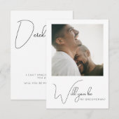 Chic Calligraphy Foto Huwelijksgetuige Uitnodiging (Voorkant / Achterkant)