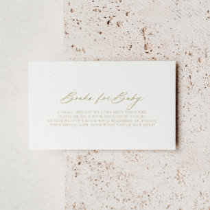 Chic Calligraphy Gold Baby shower Book Request Informatiekaartje