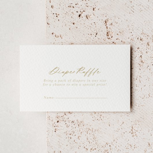 Chic Calligraphy Gold Diaper Raffle Ticket Informatiekaartje