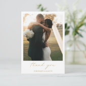 Chic Calligraphy Gold Elegant Photo Simple Wedding Bedankkaart (Staand voorkant)