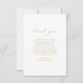 Chic Calligraphy Gold Elegant Photo Simple Wedding Bedankkaart (Achterkant)