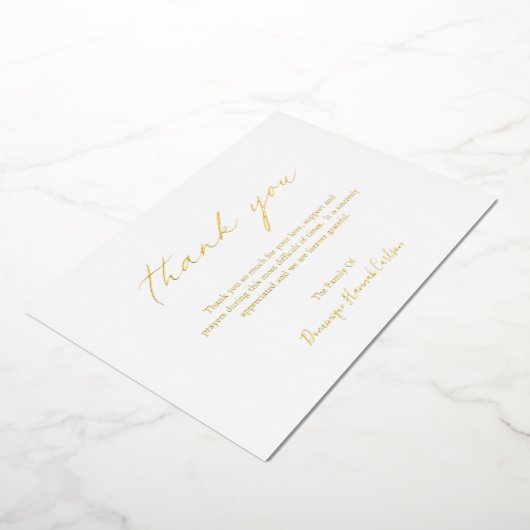 Chic Calligraphy Gold Foil Funeral Hartelijk dank Folie Uitnodiging (Gedraaid)