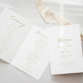 Chic Calligraphy Gold Folded Wedding Programma