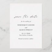 Chic Calligraphy Gold Photo Wedding Save the Date Folie Uitnodiging (Achterkant)