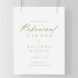 Chic Calligraphy Gold Rehearsal Dinner Welcome Poster
