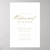 Chic Calligraphy Gold Rehearsal Dinner Welcome Poster (Voorkant)