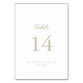 Chic Calligraphy Gold Wedding Table Number Kaart (Voorkant)