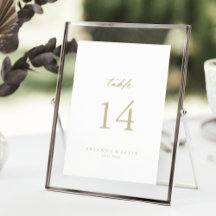 Chic Calligraphy Gold Wedding Table Number