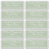 Chic Calligraphy Green Guest Adresetiketten Sticker (Voorkant)