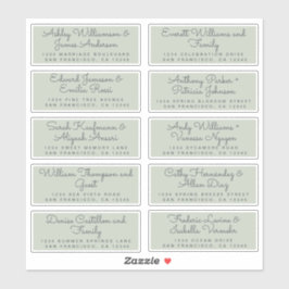 Chic Calligraphy Green Guest Adresetiketten Sticker