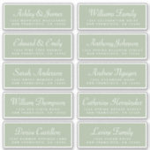 Chic Calligraphy Green Guest Adresetiketten Sticker (Voorkant)